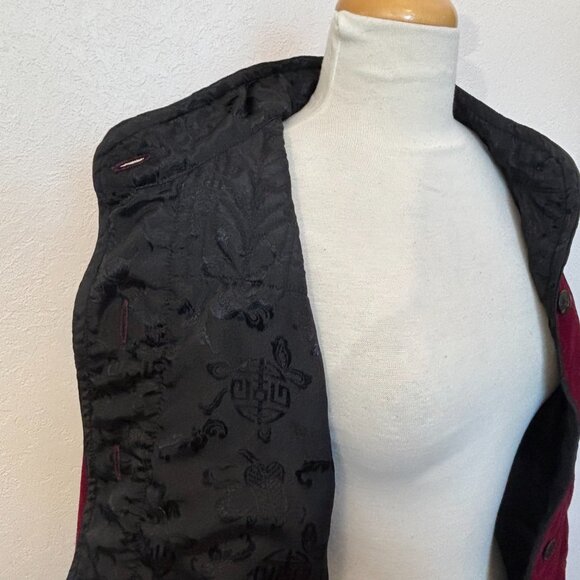 Tibetan Trader Red Velvet jacket SZ L fully lined with pockets 100% cotton - Picture 5 of 6